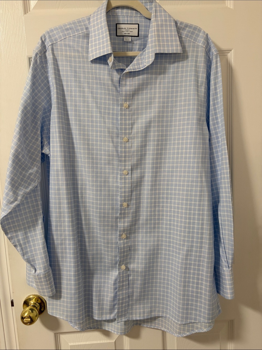 Charles Tyrwhitt Light Blue and White Pinstripe Dress Shirt